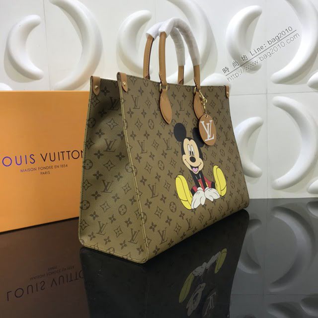 LV包包 LV新款女包 M44576 米奇老花 Onthego手袋 LV黃花大號手提購物袋  ydh3748